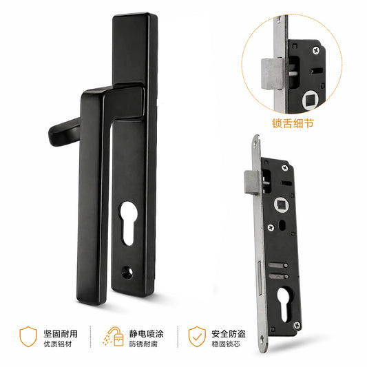 Aluminium Pedestrian Gate Lock Set – Heavy Duty Outdoor Gate Handle & Lock | Black