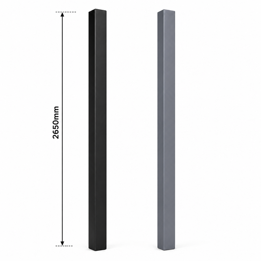 2650mm Aluminium Gate Post – In-Ground Installation – Black & Grey
