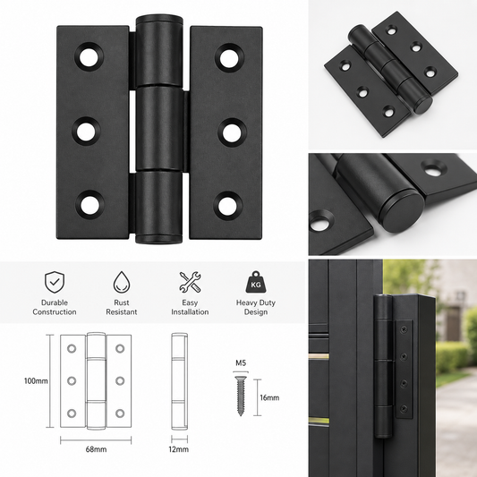 Heavy Duty Aluminium Gate Hinge – Black Metal Door Hinge for Garden Gates